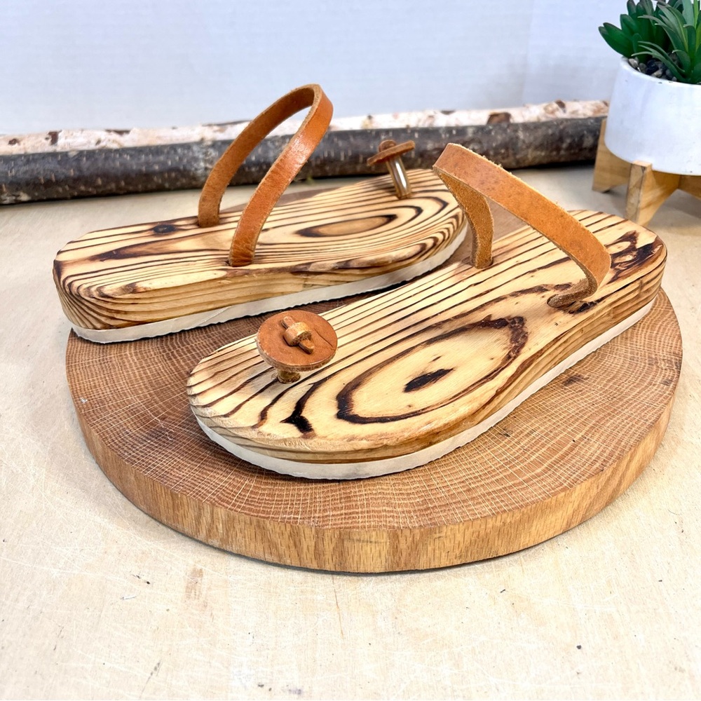 Handcrafted Wooden Paduka Sandals | Natural Wood & Leather | Women’s 6–6.5